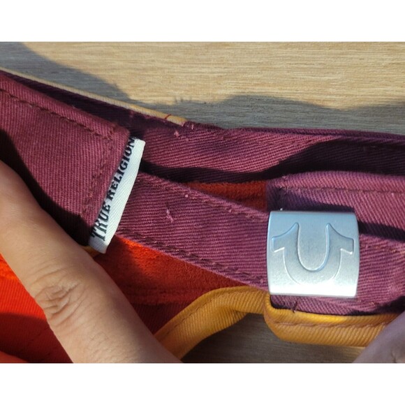 True Religion Sun Visor Hat Cap Adjustable Strap Color Red Multicolor - Picture 5 of 10